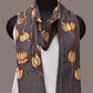 Black Kalamkari Hand Painted Sico Dupatta with Lotus and Fish Design - Global Threads | Swadesiicart