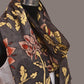 Black Kalamkari Hand Painted Sico Stole with Floral Design - Global Threads | Swadesiicart