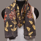 Black Kalamkari Hand Painted Sico Stole with Floral Design - Global Threads | Swadesiicart