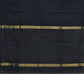 Black Khadi Cotton Handloom Plain Saree with Zari Border - Global Threads | Swadesiicart