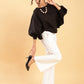 BohoJazz Can Never Go Wrong - Black Kimono Top with White Bell Bottom Co-ord Set - Swadesiicart