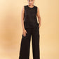 BohoJazz Black self stripe Top with Flared Pants with Side Slits Co-ord Set - Swadesiicart