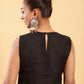 BohoJazz Black self stripe Top with Flared Pants with Side Slits Co-ord Set - Swadesiicart
