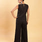 BohoJazz Black self stripe Top with Flared Pants with Side Slits Co-ord Set - Swadesiicart