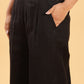 BohoJazz Black self stripe Top with Flared Pants with Side Slits Co-ord Set - Swadesiicart