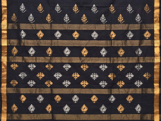Black Uppada Cotton Handloom Saree with Assorted Buta Pallu Design - Global Threads | Swadesiicart