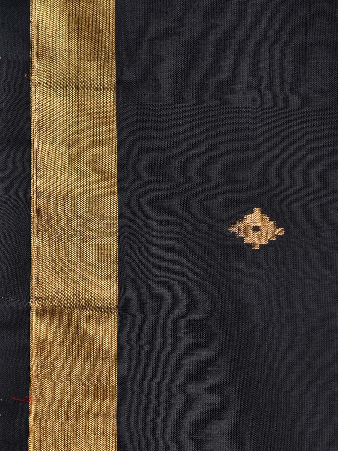 Black Uppada Cotton Handloom Saree with Assorted Buta Pallu Design - Global Threads | Swadesiicart