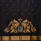 Black Uppada Silk Handloom Saree with Birds Pallu Design - Global Threads | Swadesiicart