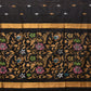 Black Uppada Silk Handloom Saree with Floral Pallu Design - Global Threads | Swadesiicart