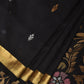 Black Uppada Silk Handloom Saree with Floral Pallu Design - Global Threads | Swadesiicart