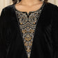 Yufta Black Velvet Embroidered Co-Ord Set - Swadesiicart