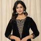 Yufta Black Velvet Embroidered Co-Ord Set - Swadesiicart
