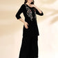 Yufta Black Velvet Zari Work CoOrd Set - Swadesiicart