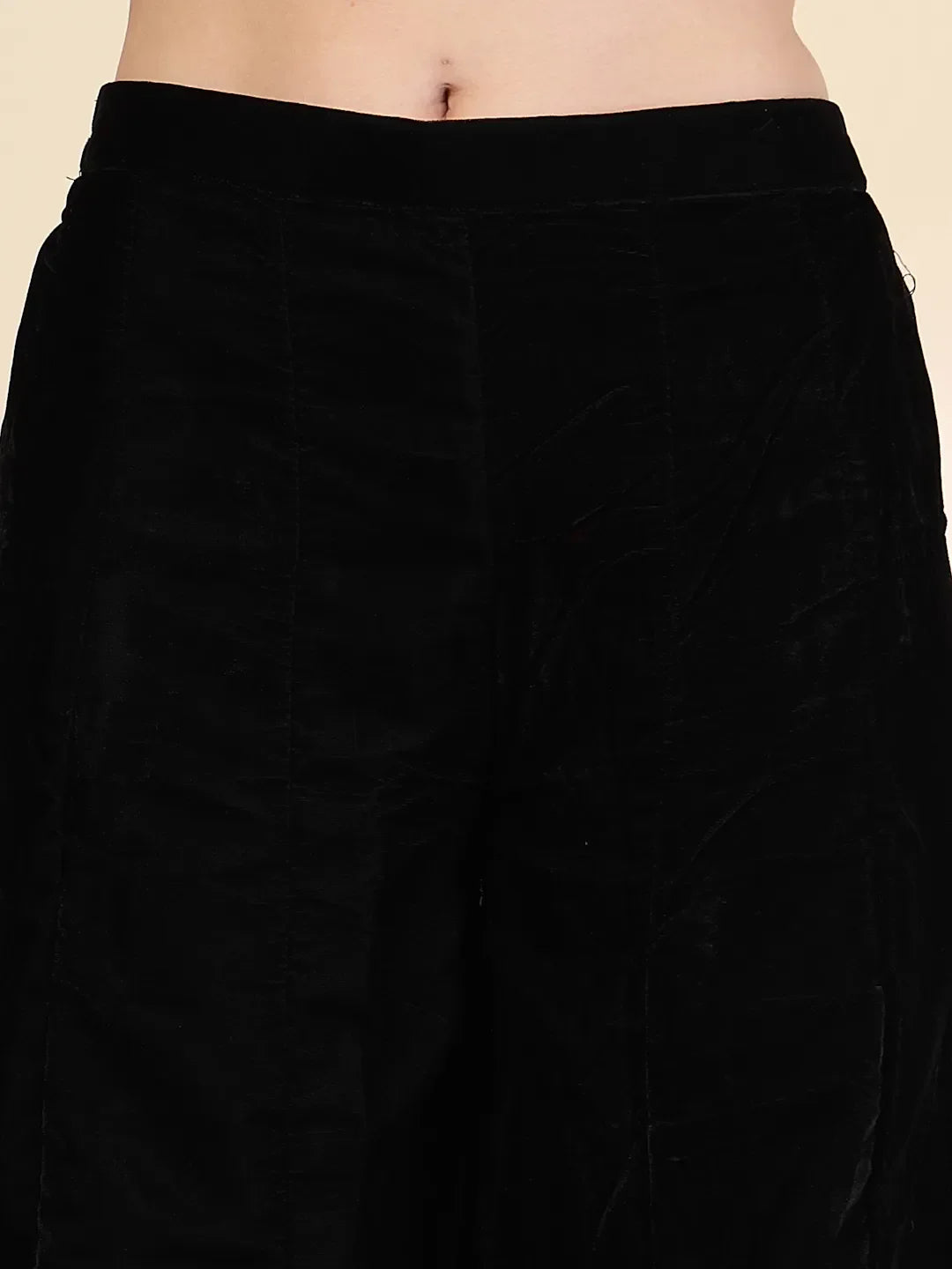 Yufta Black Velvet Zari Work CoOrd Set - Swadesiicart