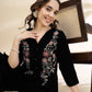 Yufta Black Velvet Zari Work CoOrd Set - Swadesiicart