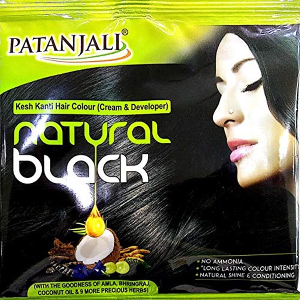 Patanjali Kesh Kanti Hair Colour (Cream & Developer) - Natural Black (40 gm)