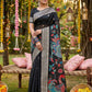 Anaita Black Linen Cotton Woven Saree With Blouse