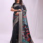 Anaita Black Linen Cotton Woven Saree With Blouse