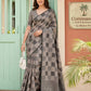 Anaita Black Linen Cotton Woven Saree With Blouse
