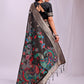 Anaita Black Linen Cotton Woven Saree With Blouse