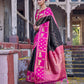Anaita Black Soft Silk Woven Saree With Blouse