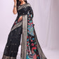 Anaita Black Linen Cotton Woven Saree With Blouse