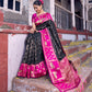 Anaita Black Soft Silk Woven Saree With Blouse