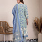 Yufta Blue And Beige Pure Cotton Floral Print Tiered Kurta Dupatta Set