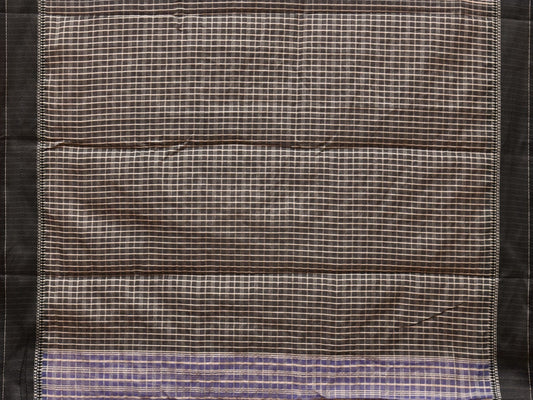 Blue and Black Bamboo Cotton Swadesiicart with Checks Design No Blouse - Global Threads