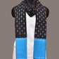 Blue and Black Pochampally Ikat Cotton Handloom Dupatta with Plus Buta Design - Global Threads | Swadesiicart
