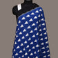 Blue and Black Pochampally Ikat Cotton Handloom Dupatta with Triangle Design - Global Threads | Swadesiicart