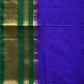 Blue and Green Gadwal Silk Handloom Saree with Checks Design - Global Threads | Swadesiicart