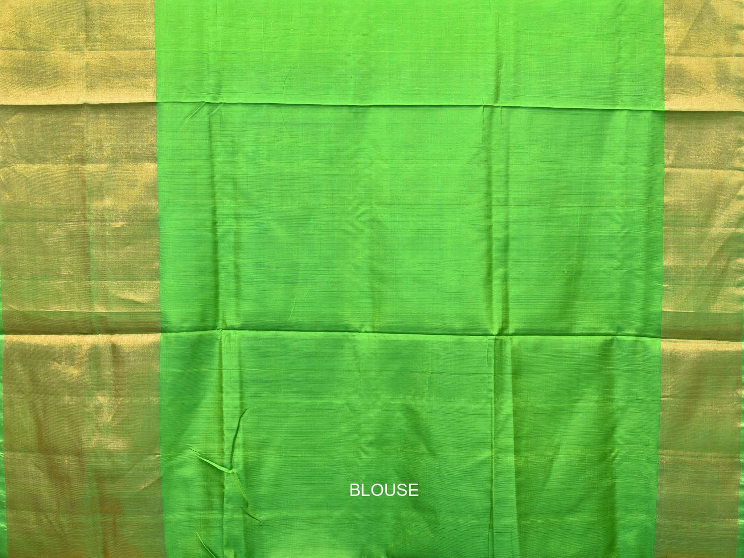 Blue and Green Uppada Silk Handloom Plain Saree with Big Border Design - Global Threads | Swadesiicart