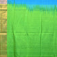 Blue and Green Uppada Silk Handloom Plain Saree with Big Border Design - Global Threads | Swadesiicart