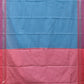 Blue and Pink Bamboo Cotton Saree with Strips Design No Blouse - Global Threads | Swadesiicart