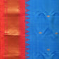 Blue and Red Gadwal Silk Handloom Saree with Mango Pallu Design - Global Threads | Swadesiicart