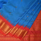 Blue and Red Gadwal Silk Handloom Saree with Mango Pallu Design - Global Threads | Swadesiicart