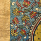 Blue and Red Kalamkari Hand Painted Ikat Silk Handloom Saree with Lotus and Krishna Design - Global Threads | Swadesiicart