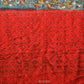 Blue and Red Kalamkari Hand Painted Ikat Silk Handloom Saree with Lotus and Krishna Design - Global Threads | Swadesiicart