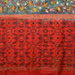 Blue and Red Kalamkari Hand Painted Ikat Silk Handloom Saree with Lotus and Krishna Design - Global Threads | Swadesiicart