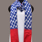 Blue and Red Pochamaplly Ikat Cotton Handloom Dupatta with Grill Design - Global Threads | Swadesiicart