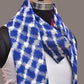 Blue and Red Pochamaplly Ikat Cotton Handloom Dupatta with Grill Design - Global Threads | Swadesiicart