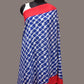 Blue and Red Pochamaplly Ikat Cotton Handloom Dupatta with Grill Design - Global Threads | Swadesiicart