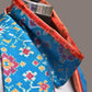 Blue and Red Pochamaplly Ikat Silk Handloom Dupatta with Geometric Design - Global Threads | Swadesiicart