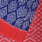Blue and Red Pochampally Ikat Cotton Handloom Saree with All Over Design - Global Threads | Swadesiicart