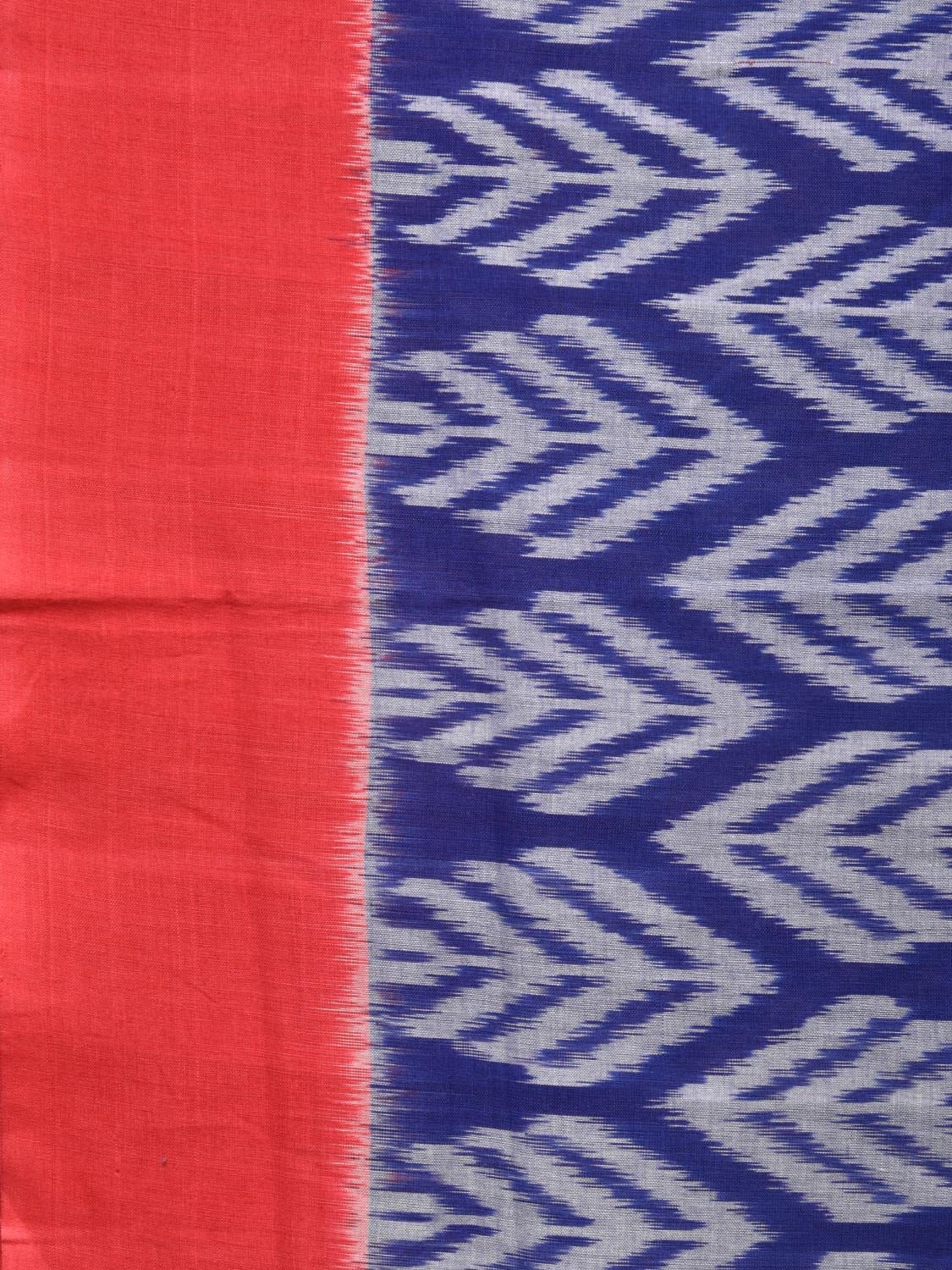 Blue and Red Pochampally Ikat Cotton Handloom Saree with All Over Design - Global Threads | Swadesiicart