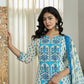 Yufta Blue And White Ethnic Motifs Straight Kurta Trouser Dupatta Set