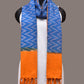 Blue and Yellow Pochamaplly Ikat Cotton Handloom Dupatta with Zig-Zag Design - Global Threads | Swadesiicart