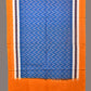 Blue and Yellow Pochamaplly Ikat Cotton Handloom Dupatta with Zig-Zag Design - Global Threads | Swadesiicart