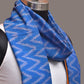 Blue and Yellow Pochamaplly Ikat Cotton Handloom Dupatta with Zig-Zag Design - Global Threads | Swadesiicart